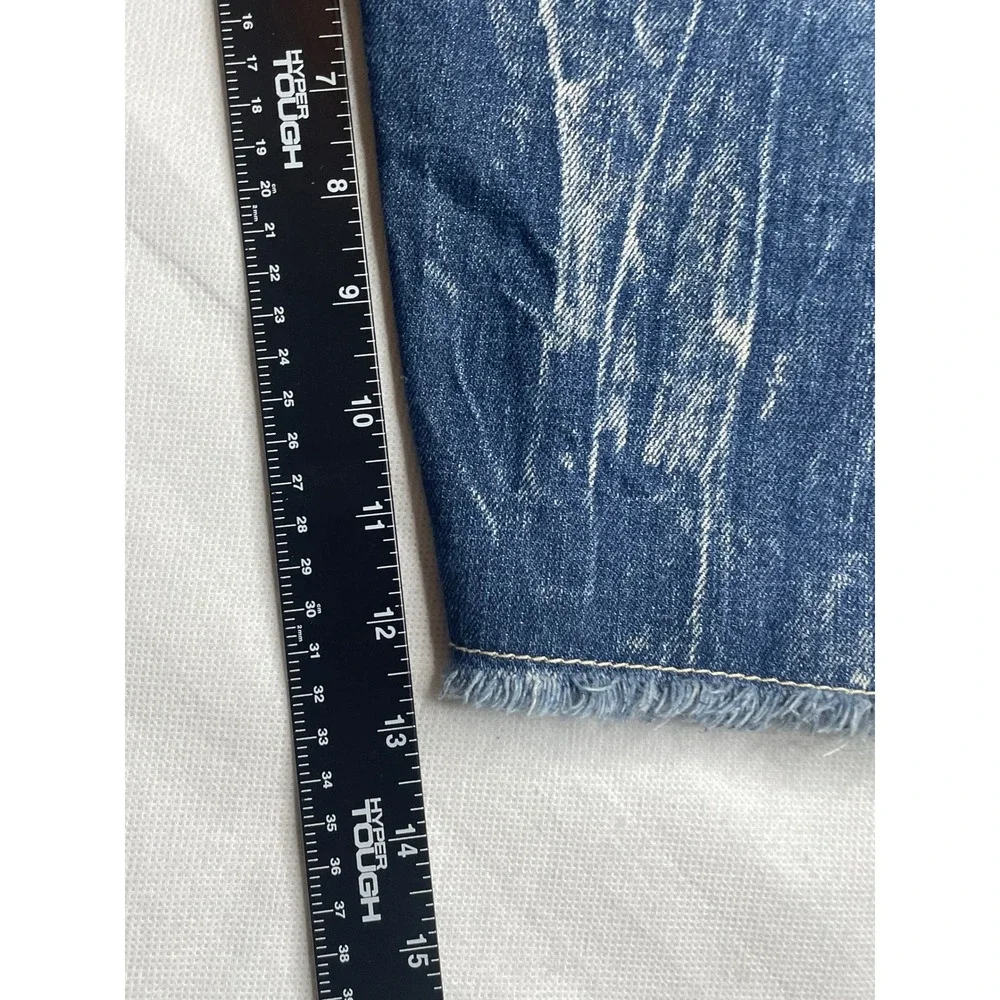 Carbon Denim Shorts MENS 36 Blue Acid Wash Relaxed Fit Distressed Ripped Raw Hem